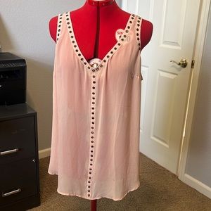 Torrid sz 0(12) sheer riveted flow tank light pink as shown